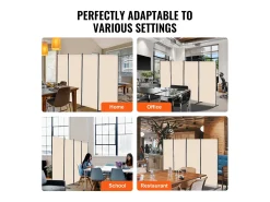 Tabique SucceBuy Biombo de 4 Paneles, Biombo Plegable, Separador Portátil, Separador Independiente para Oficina, Dormitorio y Estudio, Beige