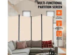 Tabique SucceBuy Biombo de 4 Paneles, Biombo Plegable, Separador Portátil, Separador Independiente para Oficina, Dormitorio y Estudio, Beige