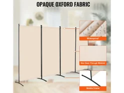 Tabique SucceBuy Biombo de 4 Paneles, Biombo Plegable, Separador Portátil, Separador Independiente para Oficina, Dormitorio y Estudio, Beige