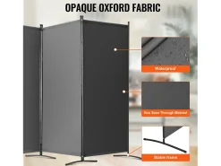 Tabique SucceBuy Biombo de 3 Paneles, Plegable, Portátil, para Oficina, Dormitorio y Estudio, Color Gris