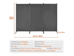 Tabique SucceBuy Biombo de 3 Paneles, Plegable, Portátil, para Oficina, Dormitorio y Estudio, Color Gris