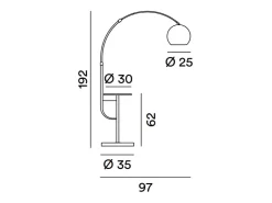 Tableau - Lámpara de pie LED de latón bruñido, 1 casquillo E27 máx. 60 W, 192 cm de altura, regulable en altura 180° - Perenz