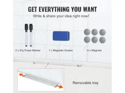 Tablero Blanco Magnético SucceBuy, Limpiable a Seco, 91 x 61 cm, Montaje Mural para Uso en la Oficina