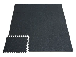 Tapete Entrelazado SucceBuy de 1.4 cm de Grosor para Gimnasio, 12 Piezas, Negro y Azul, 4.46 m²