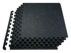Tapete Entrelazado SucceBuy de 1.4 cm de Grosor para Gimnasio, 25 Piezas, Superficie de Goma, Blanco y Negro