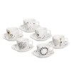 Taza de café con platillo Blanco IRIS GOLDY Juego de 6