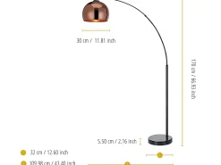 Teamson Home 'Arquer' Lámpara Moderna LED de Pie Estándar Curvada y Cromada VN-L00011-EU