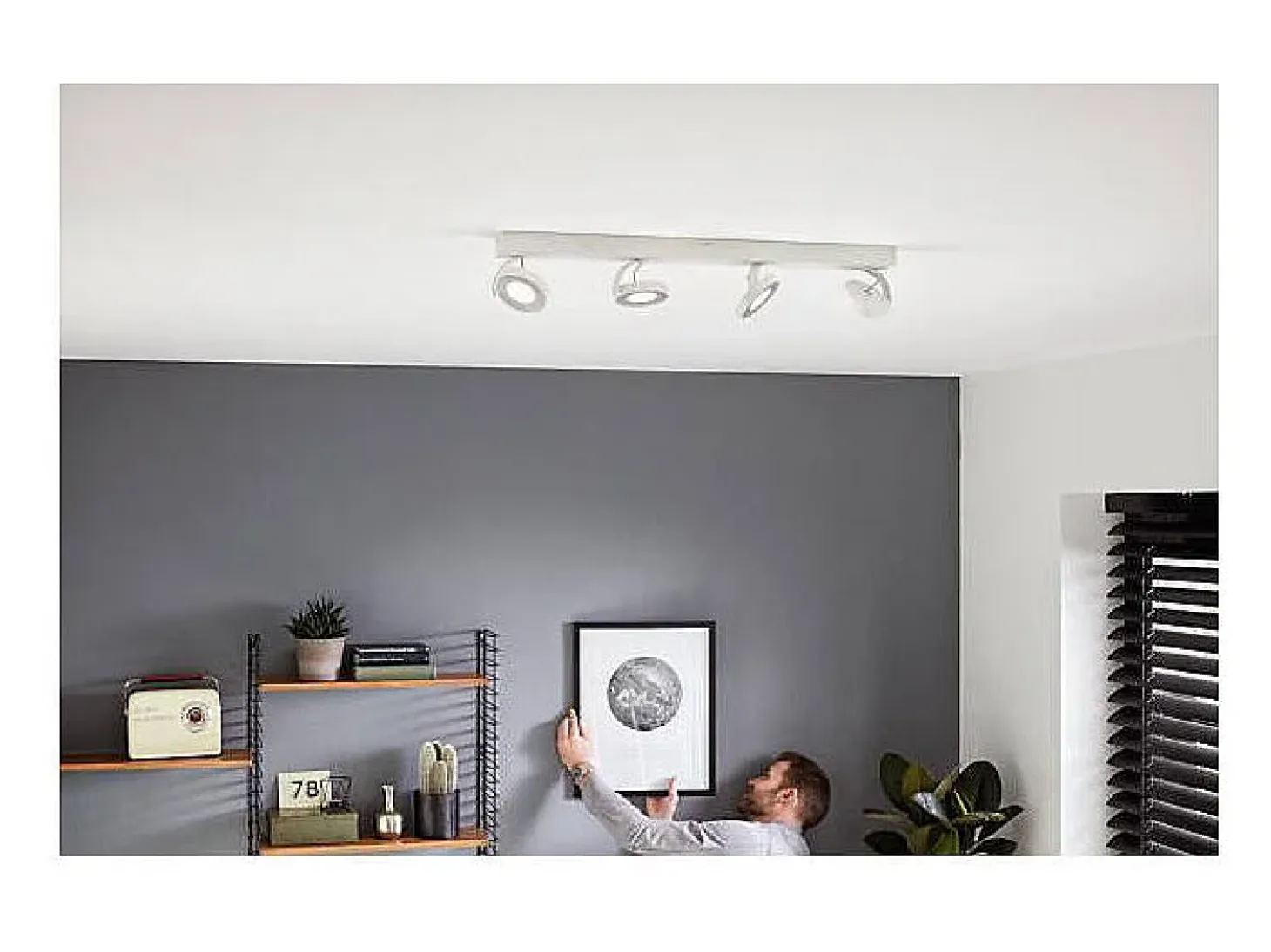 TechBrey Lámpara de Techo LED Regulable WarmGlow 4x4.5W PHILIPS Clockwork
