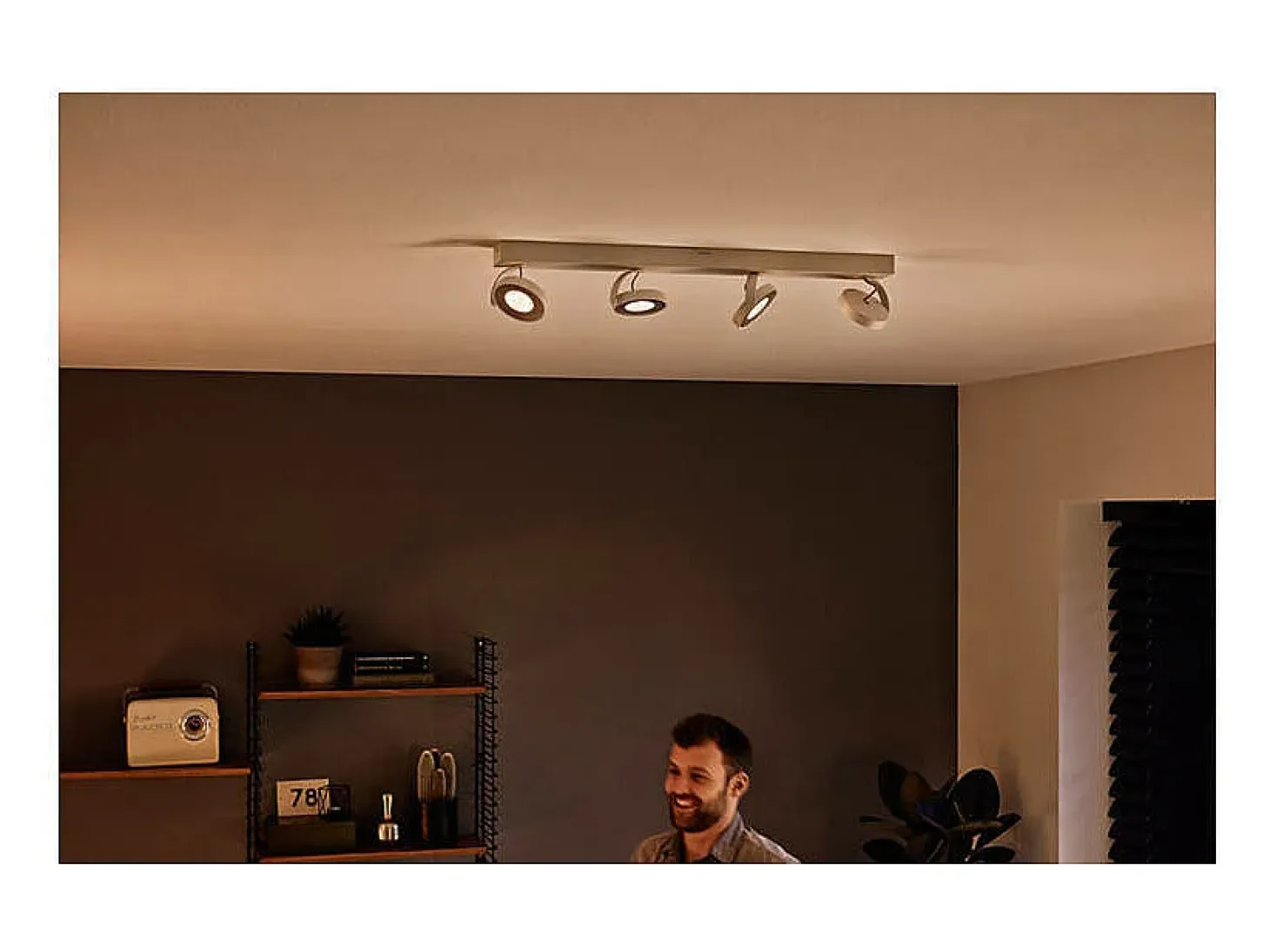 TechBrey Lámpara de Techo LED Regulable WarmGlow 4x4.5W PHILIPS Clockwork