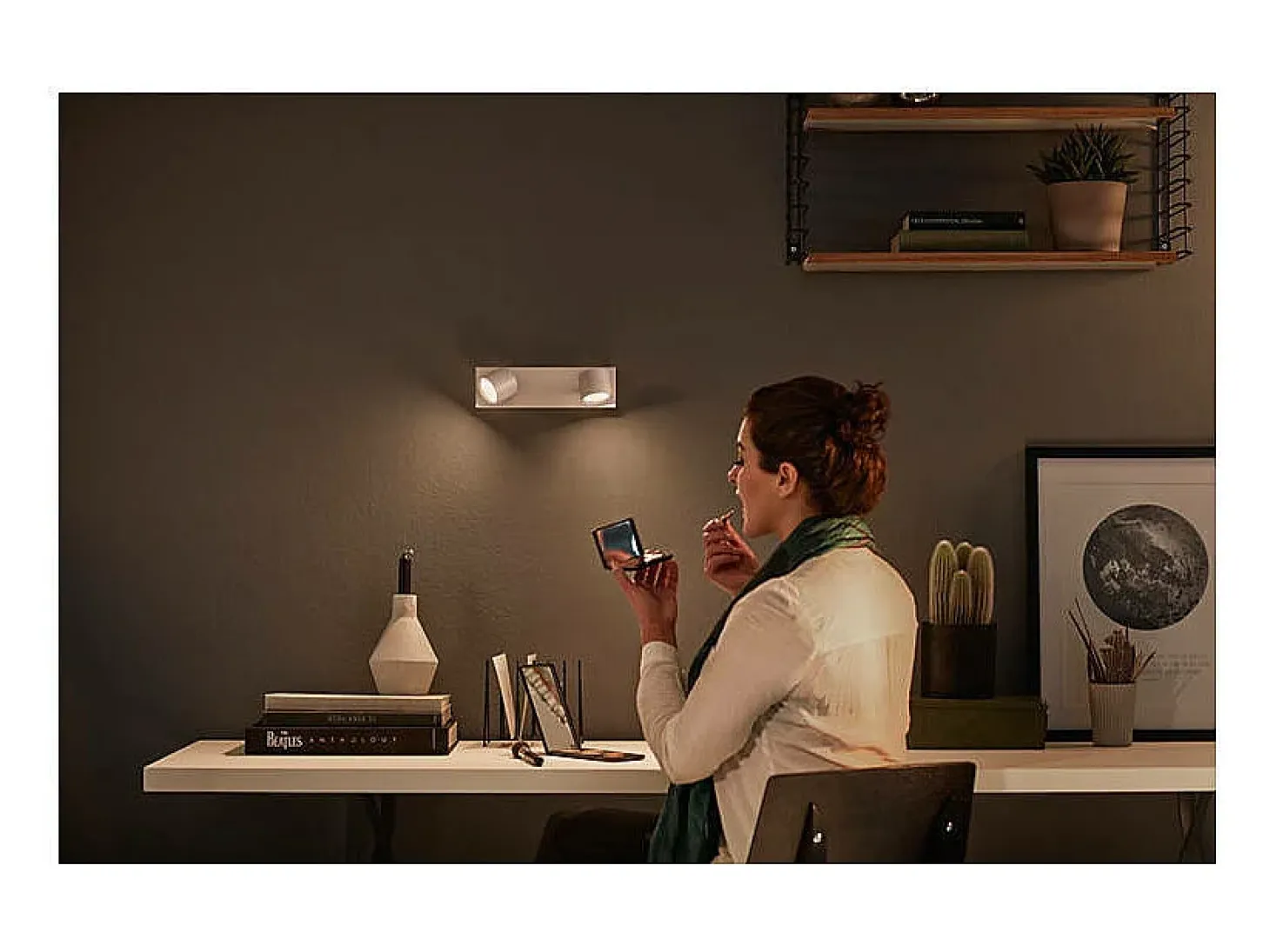 TechBrey Lámpara de Techo LED Regulable WarmGlow 2 Focos 2x4.5W PHILIPS Star