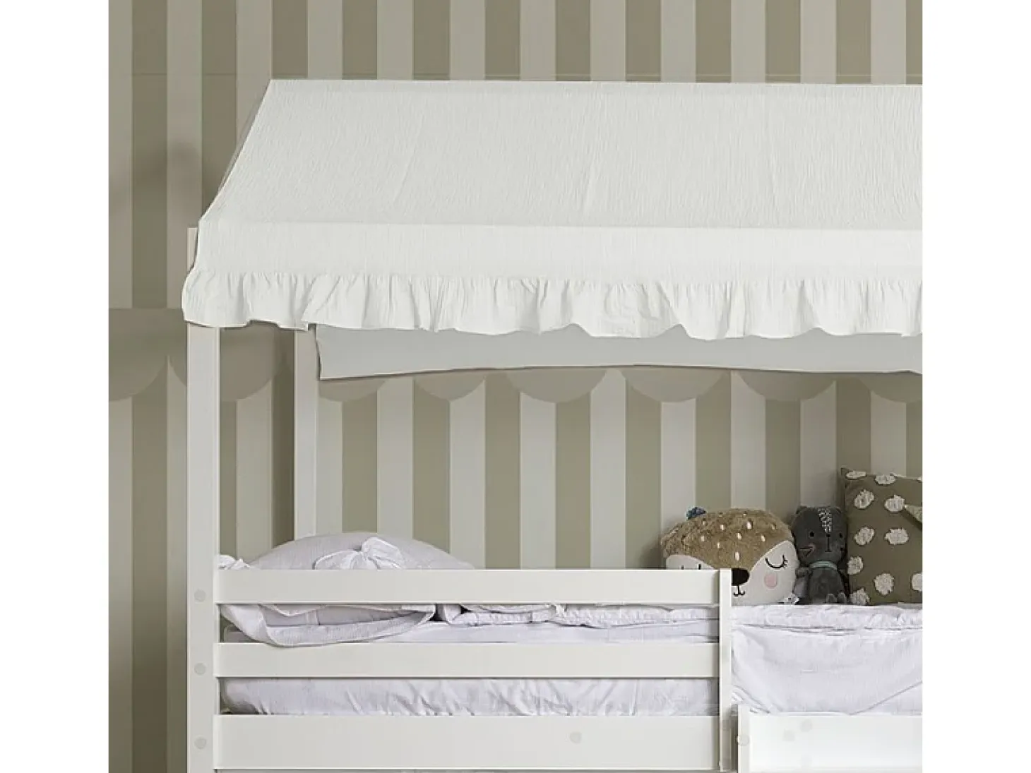 Techo para litera litera Casita 105 algodón blanco 70x189/164x133cm