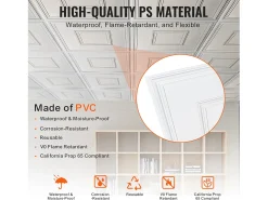 Tejas Autoadhesivas PVC SucceBuy Tejas de Techo Paquete de 12 60.96CM x 60.96CM PVC Instalación Fácil Blanco Geométrico