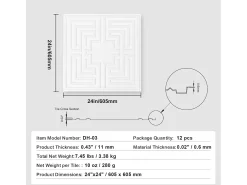 Tejas Autoadhesivas PVC SucceBuy Placas de Techo Pack de 12 60.96CM x 60.96CM PVC Instalación Fácil Blanco Eco Estilo