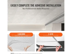 Tejas Autoadhesivas PVC SucceBuy Placas de Techo Pack de 12 60.96CM x 60.96CM PVC Instalación Fácil Blanco Eco Estilo