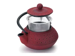 Tetera de hierro fundido roja Hanoï 0,3L con filtro removible de acero inoxidable