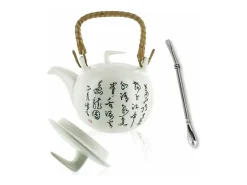 Tetera de loza Jiangxi 1 litro + pajita de acero inoxidable con filtro
