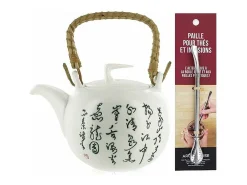 Tetera de loza Jiangxi 1 litro + pajita de acero inoxidable con filtro