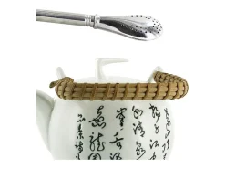 Tetera de loza Jiangxi 1 litro + pajita de acero inoxidable con filtro