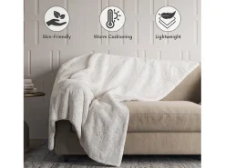 The White Stone Manta de Fibra de Carbono | Manta Suave para Sofá | Manta Antiestrés de Doble Cara | Manta Aterciopelada para Cama | 140 x 200 cm