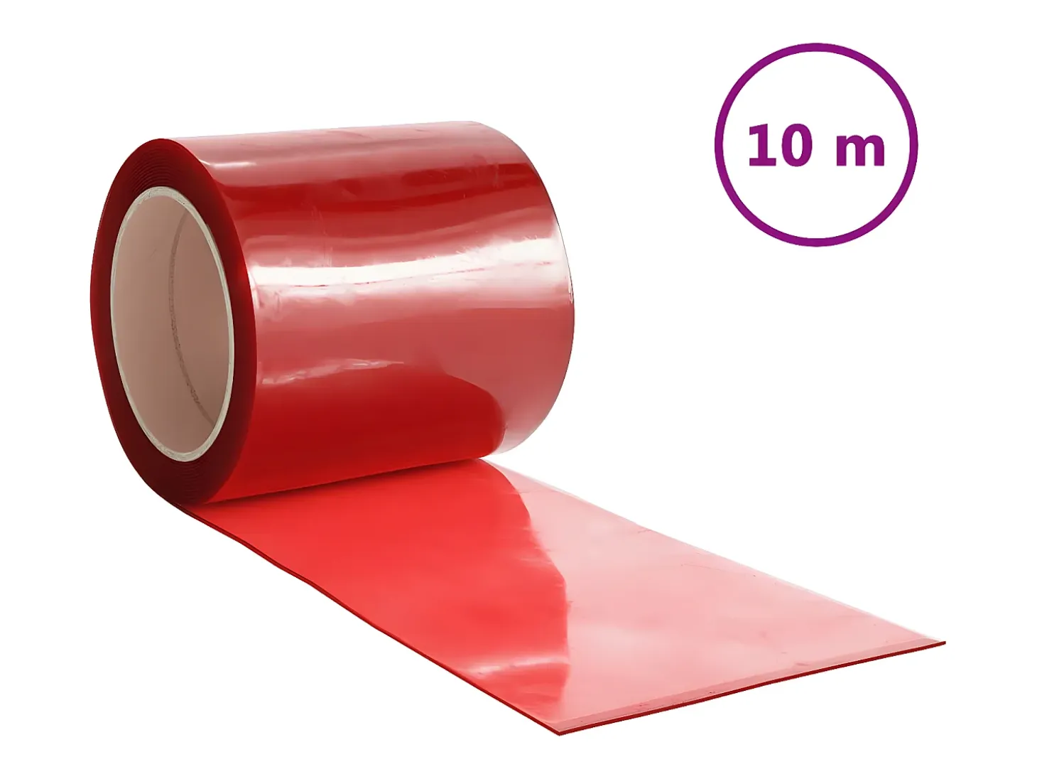 Tira de cortina para puertas PVC rojo 200x1,6 mm 10 m ES464525