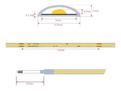 Tira LED Regulable 220V COB Autorectificada 480 LED/m BOBINA 20m 12W/m 900lm/m Superestrecha Ancho 6.5mm Corte 10cm IP65 4000K Blanco Neutro