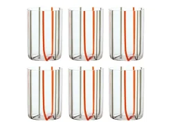 Tirache Zafferano Vaso en Vidrio Borosilicato Bicolor Rojo-Gris Caja de 6 Piezas