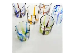 Tirache Zafferano Vaso en Vidrio Borosilicato Bicolor Negro-Naranja Caja de 6 Piezas