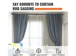 Tirantes de Cortinas de Doble Varilla SucceBuy, de 183 a 366 cm de Longitud Ajustable con Terminales de Tapa