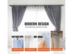 Tirantes de Cortinas de Doble Varilla SucceBuy, de 183 a 366 cm de Longitud Ajustable con Terminales de Tapa