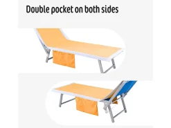 Toalla de micrifibra para tumbona de playa y piscina con 2 bolsillos - Naranja