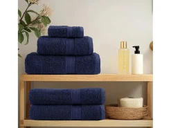 Toallas baño 10 uds 100% algodón azul marino 100x150 cm 600 gsm ES514915