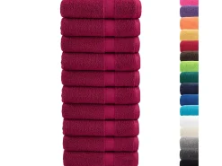 Toallas de baño 10 uds 100% algodón burdeos 100x150 cm 600 gsm ES522569
