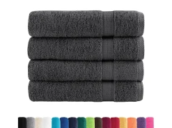 Toallas de baño 4 uds 100% algodón antracita 100x150 cm 600 gsm ES649500