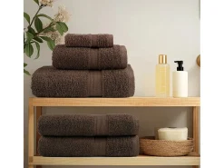 Toallas de baño 4 uds 100% algodón marrón 100x150 cm 600 gsm ES937098