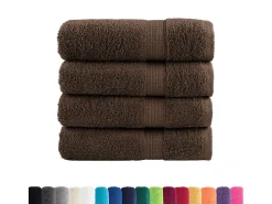 Toallas de baño 4 uds 100% algodón marrón 100x150 cm 600 gsm ES937098