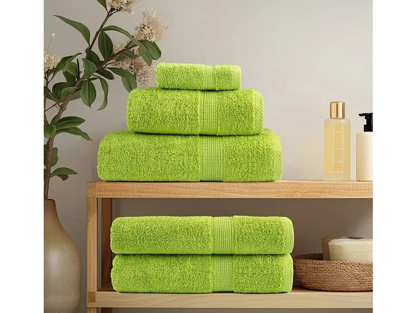 Toallas de baño 10 uds 100% algodón verde 100x150 cm 600 gsm ES599604