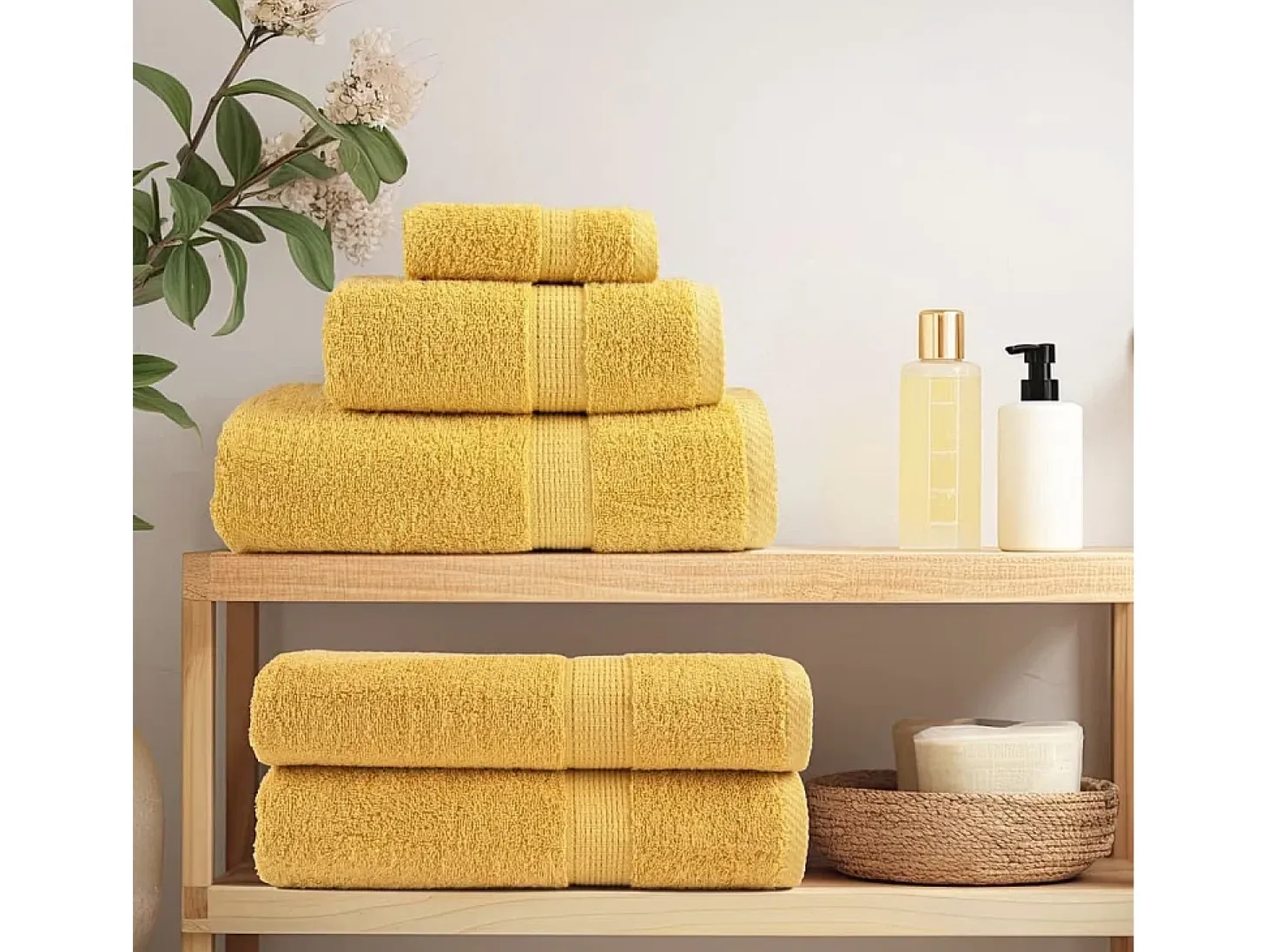 Toallas de baño 10 uds 100% algodón amarillo 100x150 cm 600 gsm ES930090
