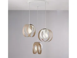 Tobias - Lámpara colgante con florón circular, difusores láser blancos y grises y 3 luces Ø55