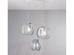 Tobias Suspensión con rosetón circular y difusores cortados a láser en hierro lacado blanco y gris con cable eléctrico orientable 3 luces 133 Ø55