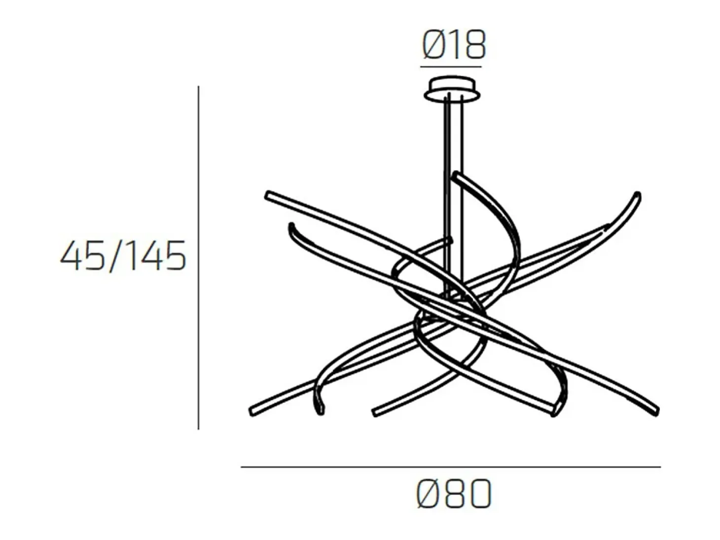 Tornado Sospensione D.80 Cm. Bianco Luce Naturale 3000K
