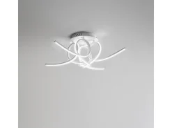 Tosca Plafón LED moderno 60W 3200lm luz cálida 4000K, diseño escultural, aluminio blanco satinado, IP20, difusor opal