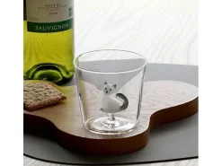 Vaso de vidrio borosilicato, Gato, blanco/gris 350 ml, Tabby Cat
