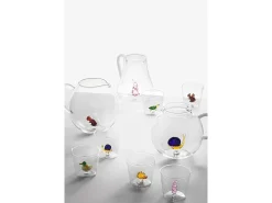 Vaso de vidrio borosilicato, Caracol, amarillo/azul 350 ml, Animal Farm
