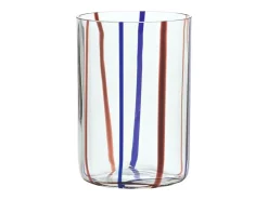 Vaso Tirache Zafferano en vidrio borosilicato bicolor azul amatista, caja de 6 piezas