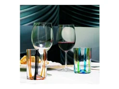 Vaso Tirache Zafferano en Vidrio Borosilicato Bicolor Verde Aguamarina Caja de 6 Piezas