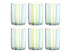 Vaso Tirache Zafferano en Vidrio Borosilicato Bicolor Verde Aguamarina Caja de 6 Piezas