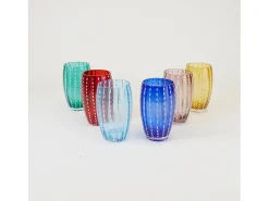 Vaso Zafferano Perle Amatista - Vidrio Soplado Coloreado, 32 cl, Hecho a Mano - Juego de 2 Vasos Artesanos para Agua o Cócteles