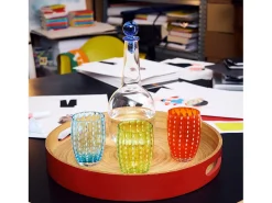 Vaso Zafferano Perle Azul - Vidrio Soplado con Color, 32 cl, Hecho a Mano - Juego de 2 Vasos Artesanos para Agua o Cócteles