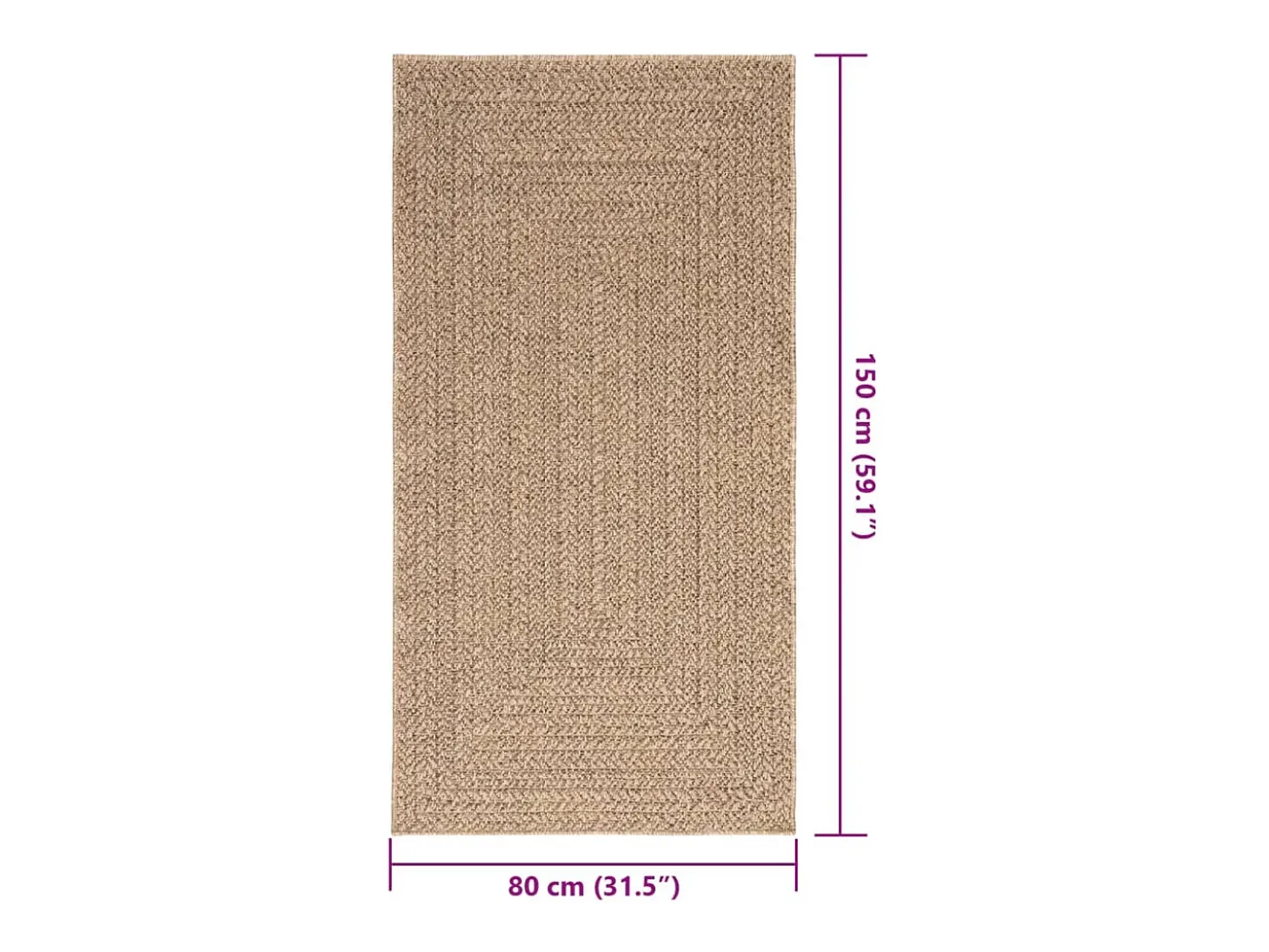 Veno Alfombra ZIZUR apariencia de yute interior y exterior 80x150 cm