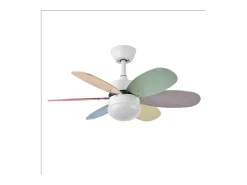 Ventilador Dc Alves Blanco Colores E27 Control Remoto Y Temporizador